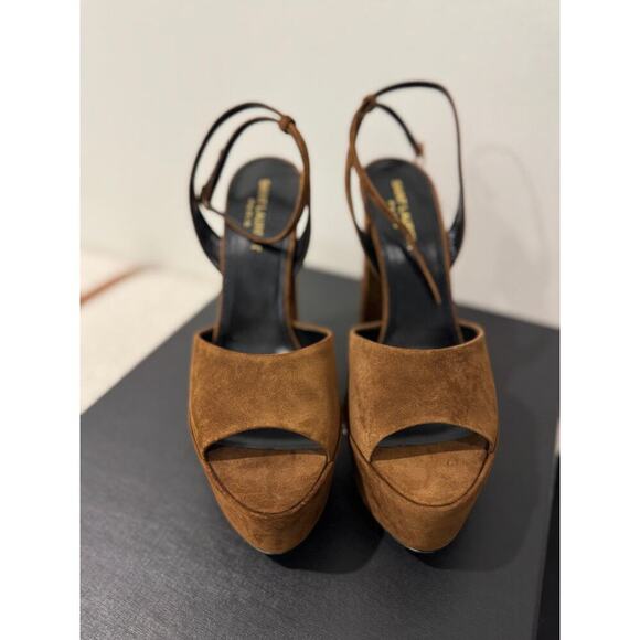 SAINT LAURENT JODIE PLATFORM SANDALS IN SUEDE LAND BNIB 38.5 - Picture 3 of 10